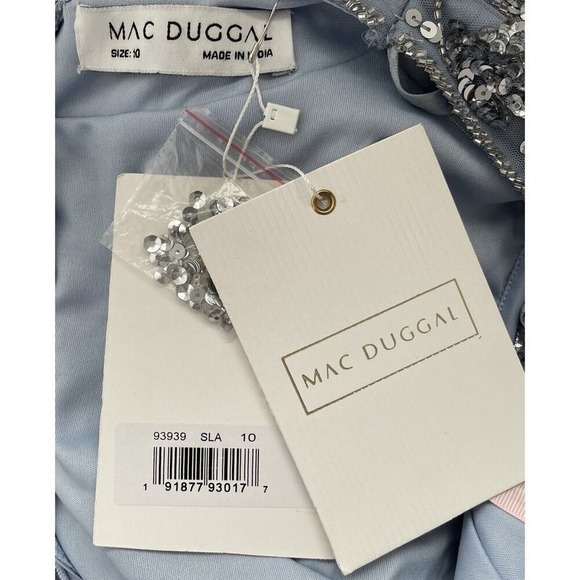 Mac Duggal 93939 Slate Blue High Neck Sequins Embellished Dress Size 10 $798 - Picture 8 of 10